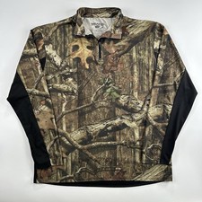 Mossy Oak Break Up Infinity Camo 1/4 Zip Pullover Hunting Shirt Sz L Dri-Fit