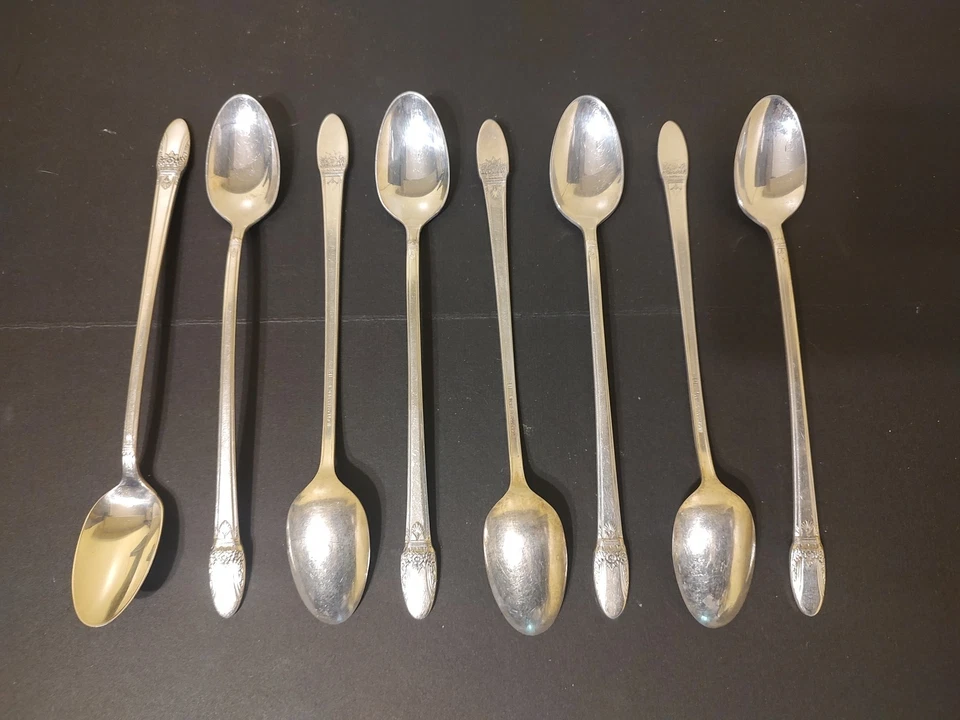 Cucharaditas de mango largo (8) First Love Rogers 1847 (8) enchapado en plata  Foto 2 de 4