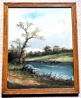 Scenic Vintage Chalk Pastel by DeWitt Cleaned with Acid Free Backing Oak Frame — photo 1