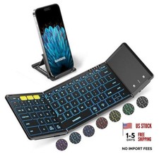 Full-Size Backlit Foldable Bluetooth Keyboard with Touchpad BT 5.1 x 3 Black