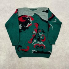 Vintage Knitted Jumper abstract patterned knit sweater Women's M 12-14 