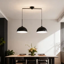 Black Metal 41'' Pendant 2 Light Shade Ceiling Chandelier Island Fixture Kitchen