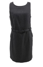 Banana Republic Wool Blend Dress Women Size 12 Gray Belted Sleeveless Career New