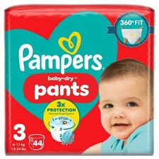 Pampers Baby Dry Nappy Pants Essential Pack Nappies Size 3, 6-11kg x44
