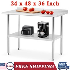 48 x 24 Inch Stainless Steel Table for Prep Work with Backsplash for Kitchen