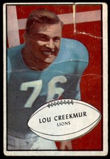 1953 Bowman #34 LOU CREEKMUR  Detroit Lions  F/G (Creased/Tear)