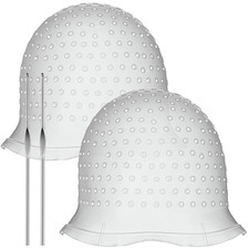 2 Pcs Hair Coloring Highlighting Cap Reusable Silicone Highlight Cap Pull throug