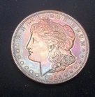 1921 Morgan Silver Dollar One Dollar 90% Silver Iridescent Toning US Coin A65