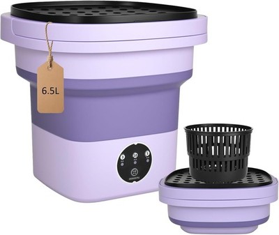 Tragbare Waschmaschine, 6,5l Mini Maschine mit Schleuderkorb, 3... 