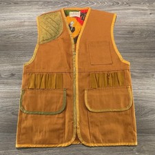 Vintage 70s Safe-Bak Hunting Vest Mens Medium Brown Duck Canvas Pockets USA