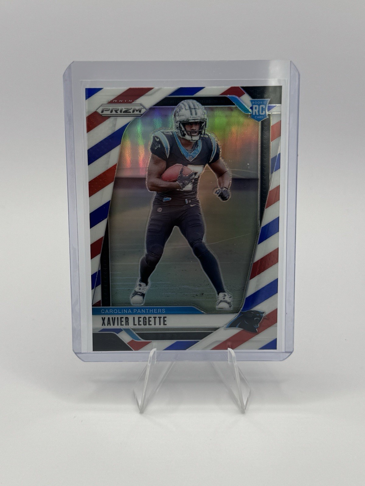 Xavier Legette 2024 Panini Prizm #398 Rookie Panthers Red White and Blue RC