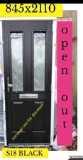 NEW SOLIDOR LUDLOW BLACK COMPOSITE DOOR WHITE UPVC FRAME 845 x 2115 Open out