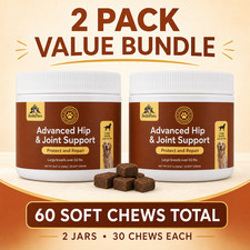 Advanced Dog Hip  Joint Supplement with Glucosamine  30 Flavored Chews Two Pack