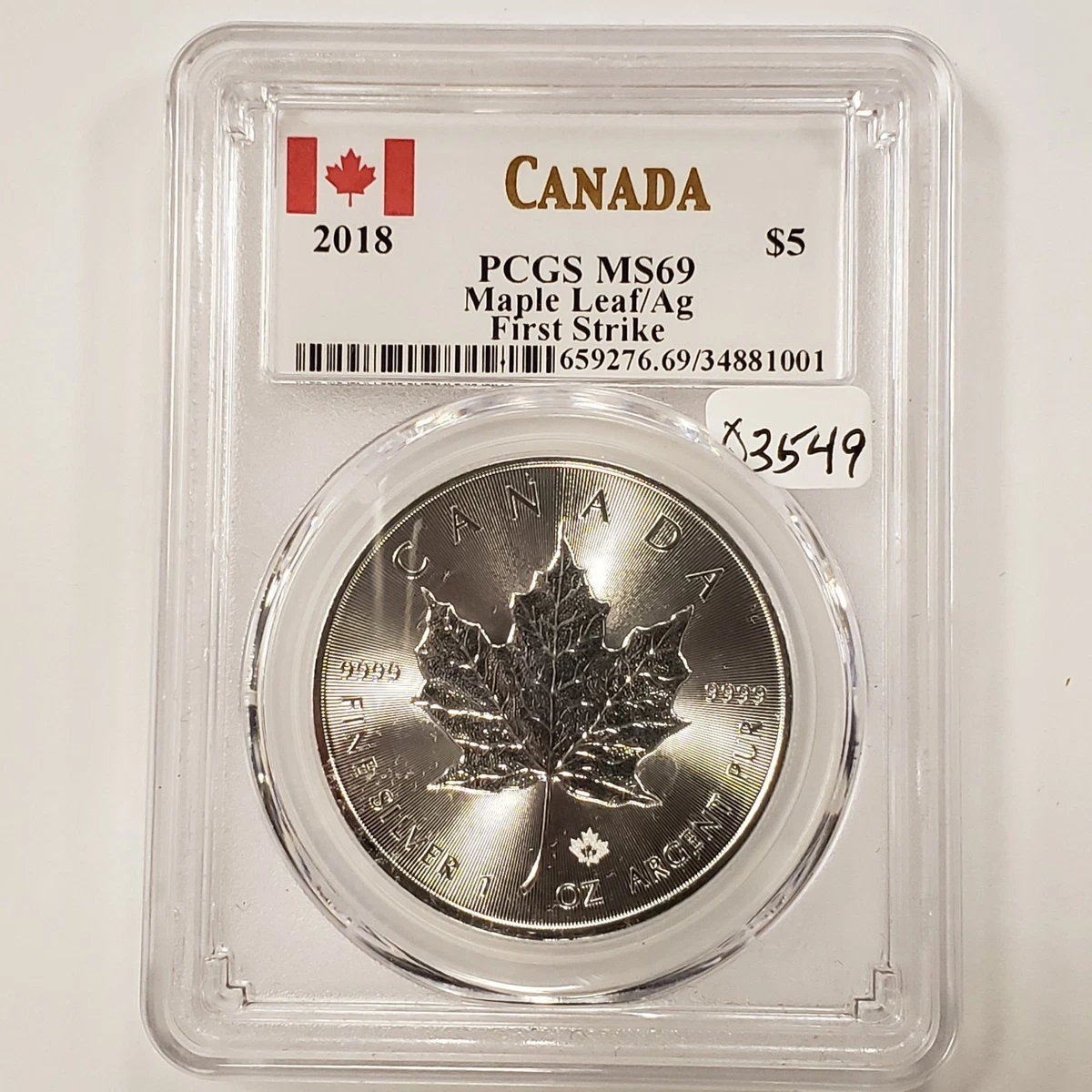Canadian Maple Leaf MS 69 PCGS Certified Silver Bullion Coins for