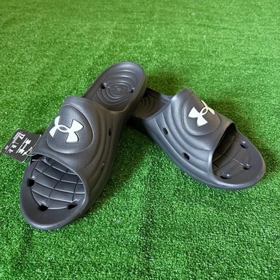 Under Armour UA M Locker IV 4 SL Comfort Sport Slides Black Sandals Size 17 NEW
