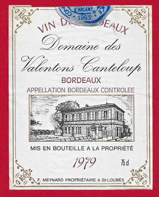 99 42 Etikett BORDEAUX Domaine des Valentons Canteloup 1979 Meynard St-Loubès