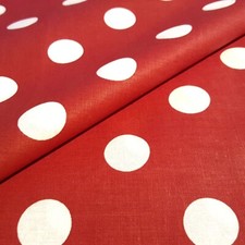 Red White Polka Dot Poly Cotton Fabric 58" BTY Classic 1" Retro Dot Print DIY