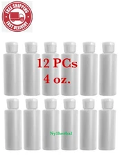 4 oz Plastic Cylinder Bottles with Flip Top Pour Spout, Pack of 12. 