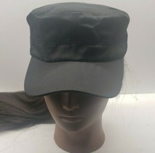 Black Color Plain Distressed Military Patrol Cadet Castro Baseball Cap Hat