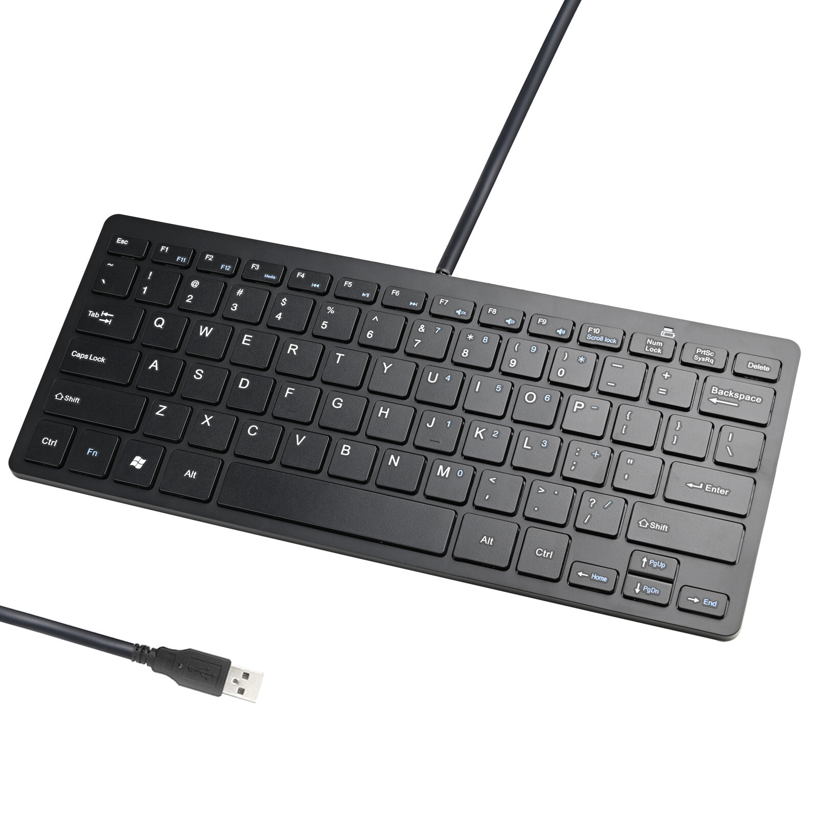 Mini Slim 78 Key USB 2.0 Wired Compact Thin Keyboard for Des