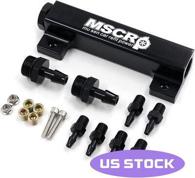 6 Port Vacuum Block Intake Manifold Kit Fuel Wastegate Turbo Boost 1/8NPT 