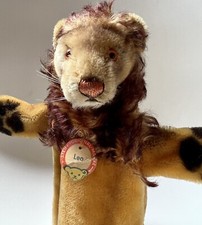 Vintage German Doll Steiff Leo Lion Hand Puppet 60s Mohair Glass Eyes Pre Owned