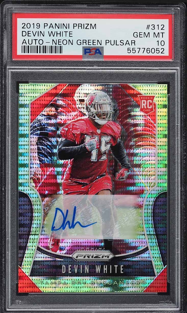 2019 Panini Prizm Neon Green Pulsar Devin White Rc Auto #312 PSA 10 Pop 5 PMJS