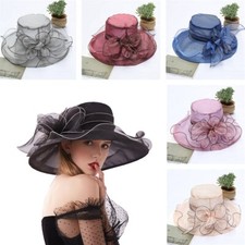 Lady Vintage Church Hats Floral Organza Mesh Fascinator for Wedding Party Retro