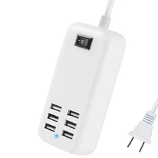 6 Ports USB Charger Hub Desktop US Plug AC Power Wall Travel Charging Adapter...