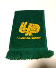 Vintage Cannon Golf Towel w Clips Green Yellow Louisiana Pacific Logo USA made