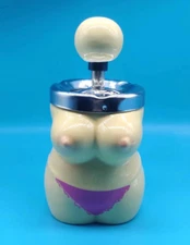 Vintage Retro Ceramic Push Down Smokeless Ashtray Pot Rare 