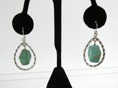 Barse Sterling Silver Stabilized Turquoise Hook Earrings 925 14g