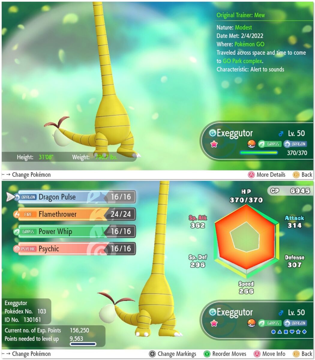 Pokemon Let's Go Shiny Alolan Exeggutor 6IV-AV Trained