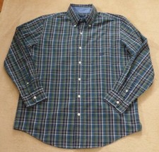 Ralph Lauren Chaps plaid shirt, medium, "Easy Care" cotton/poly, navy green