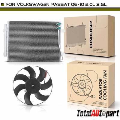 AC Condenser & Cooling Fan Assembly Kit for Volkswagen	Passat 2006-2010 Right