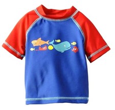 Little Me Swim Rash Guard Fish Shark Whale Blue Red UPF 50 Beach Size 6-9 Mos