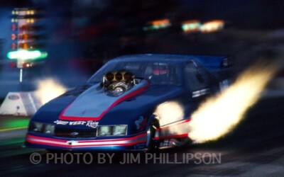 NHRA DRAG RACING FUNNY CAR PHOTO OF JOHNNY WEST  DRAG RACING POMONA 1989