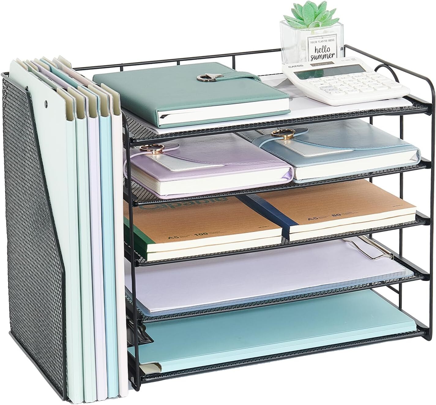 Desk Organizers with Magazine File Holder, 5-Tier Office 5-Tier, Black