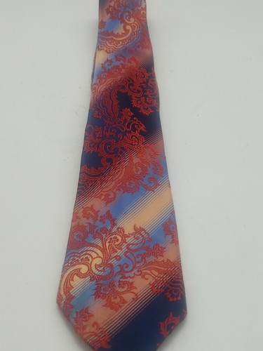 Vintage Rhodia Tie Vibrant ColorsOf Blues & Reds 100% Acetate - Picture 2 of 5