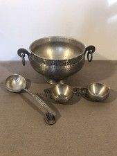 Vintage Eik Tinn Pewter Norwegian Bowl Wing Viking Dragon Ear With Spoon And Cup