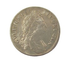 WILLIAM III 1696 SILVER SHILLING - GOOD FINE