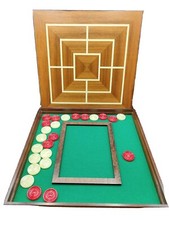 SCHACH DAMEN SCHACHBRETT DAL NERO VINTAGE HOLZ INTARSIEN