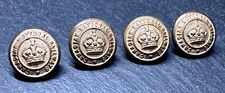 4 VINTAGE CANADIAN NATIONAL RAILWAYS CNR 16.5MM GOLD TONE BRASS BUTTONS E122