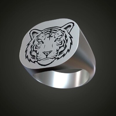 3D Model Tiger Ring STL File For 3D Printer Jewelry digital file