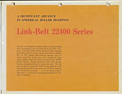 LINK-BELT 2920A 22400 SERIES BEARING CATALOG APRIL 1964 | eBay
