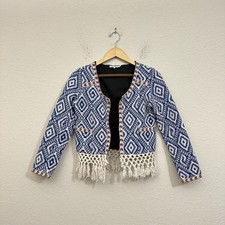 Tularosa Revolve Sante Fe Fringe Jacket Embroidered Diamondback Blue Sz S W8805
