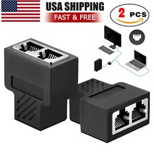 2 PCS RJ45 Ethernet Connector Splitter 1 to 2 sockets Internet Cable Cat 5 6 7