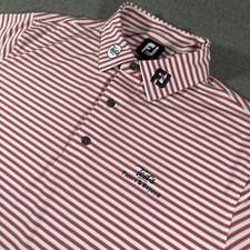 FootJoy Golf Polo Mens Large Red White Striped Short Sleeve Performance Shirt