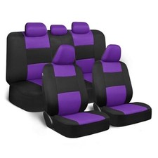 PolyPro Car Seat Covers Full Set in on Black, Front and Rear Split Purple