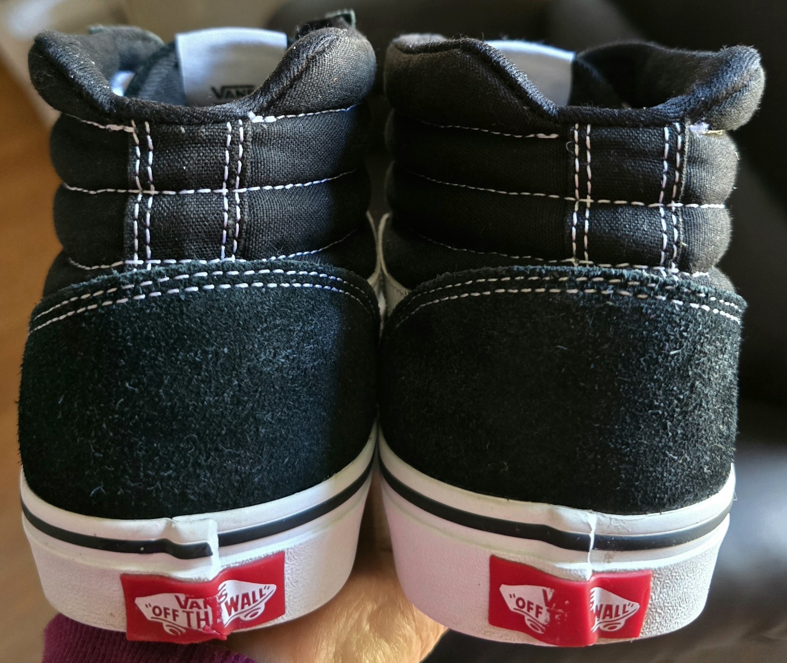 Sz 9.0 Women's VANS OLD SKOOL SK8-HI Black Suede/Canvas Slip-on shoes thumbnail 5